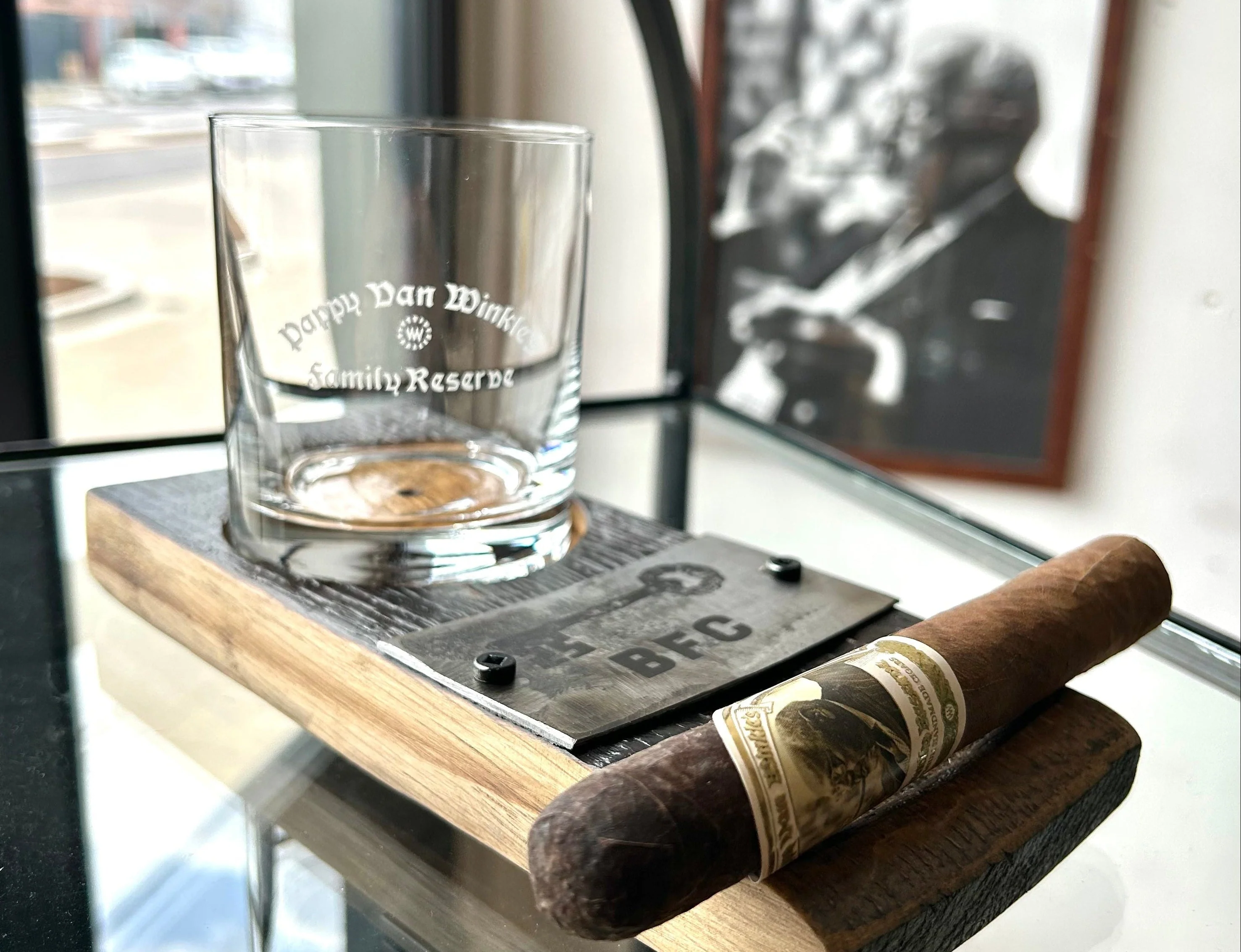 Barrel Stave Cocktail & Cigar Rest with Custom Engraving - Image 4