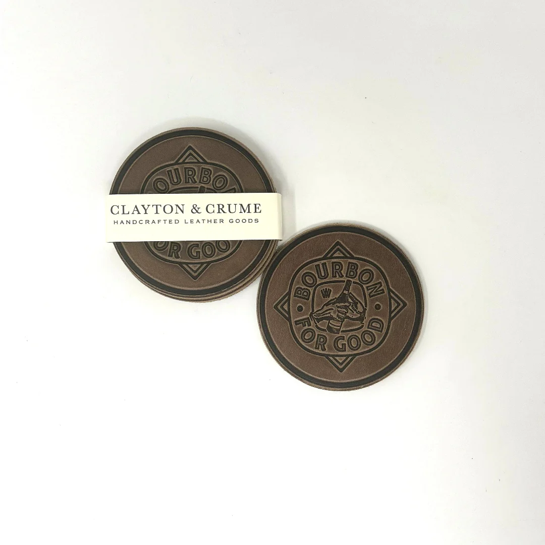 Bourbon For Good Leather Coasters (Set of 4) - Image 3