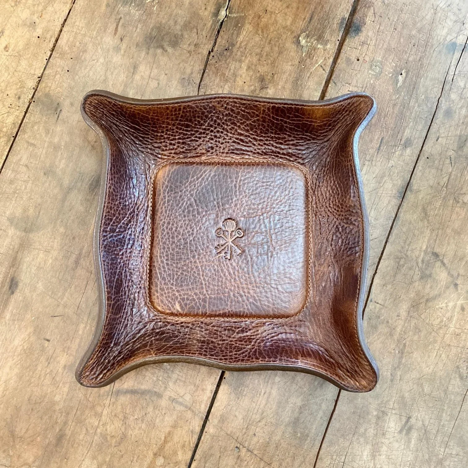 Custom Leather Valet Tray in Antique Saddle - Image 3