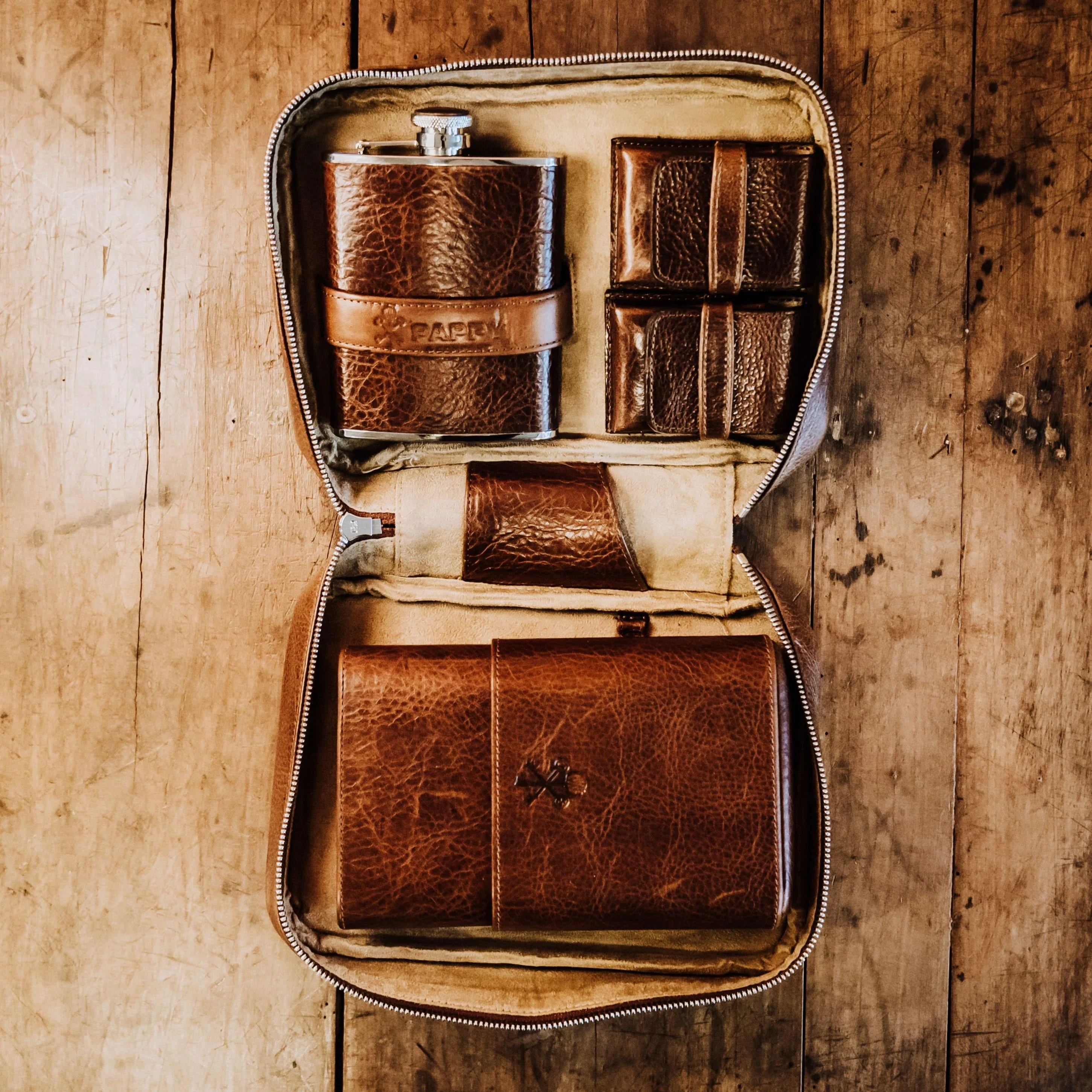 Custom Havana Leather Cigar Travel Case in Antique Saddle - Image 6