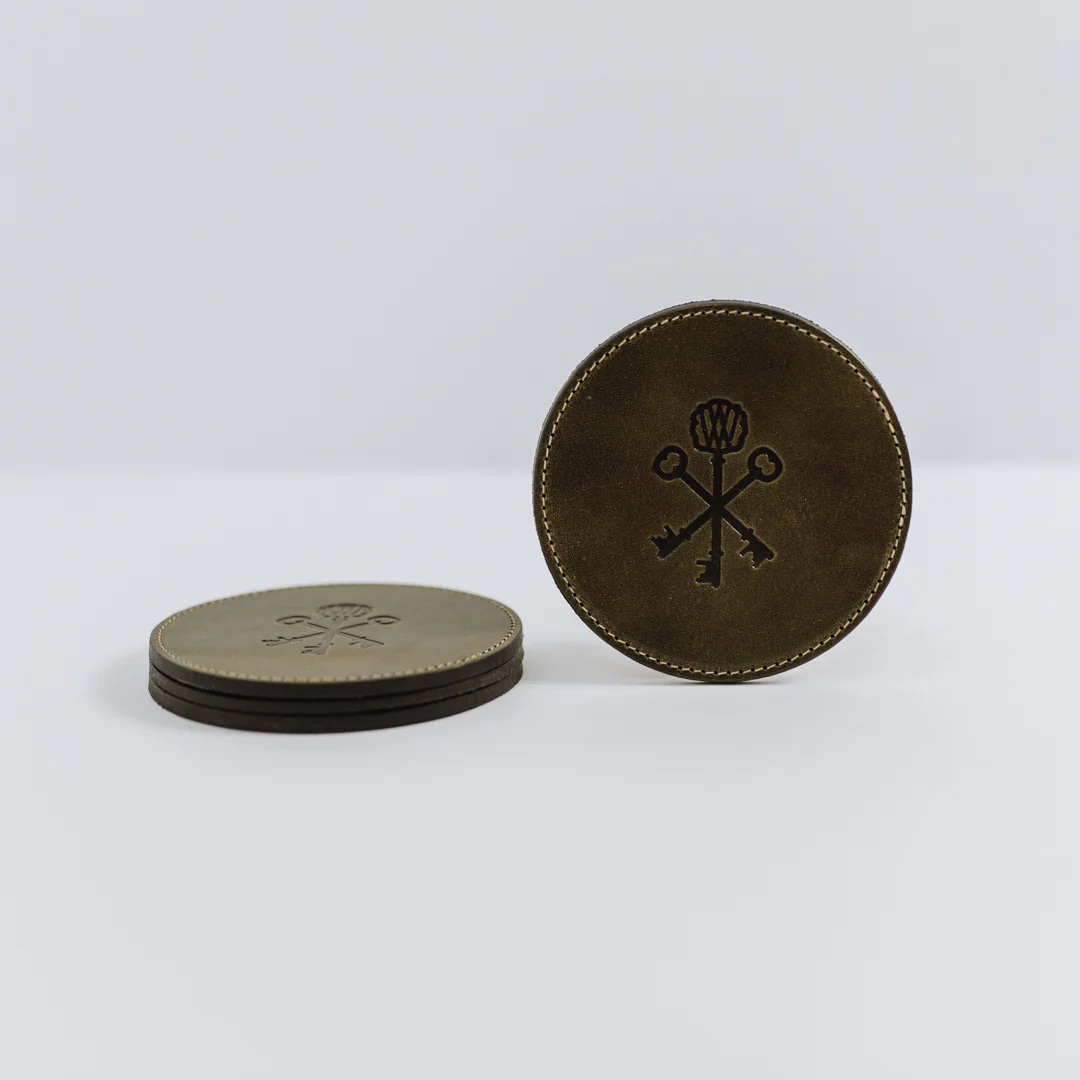 Olive Leather Keys Coasters (Set of 4) - Image 3
