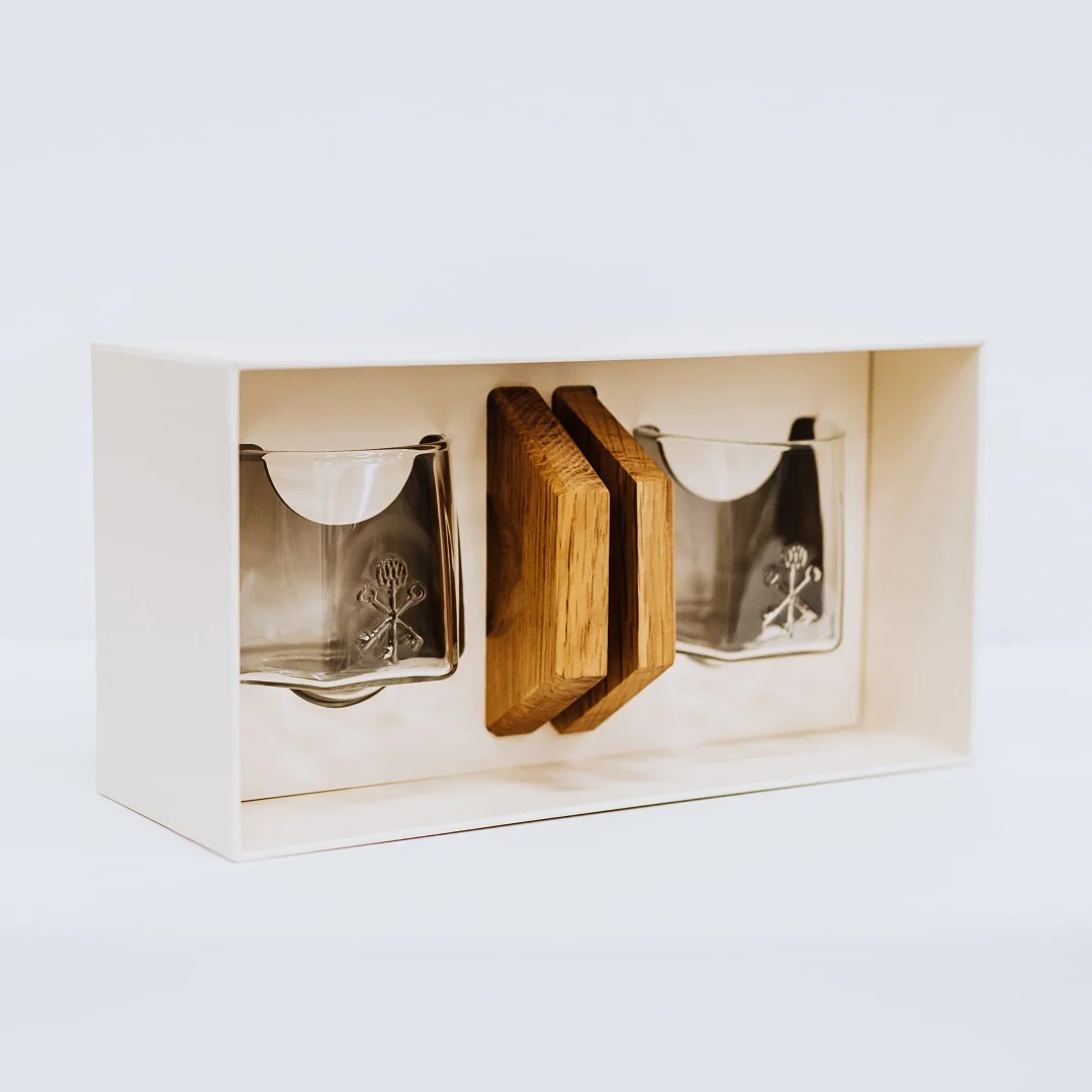 Pappy & Company Spinning Glass Set with Barrel Stave Coasters - Image 6
