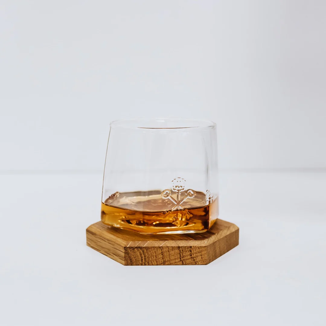 Pappy & Company Spinning Glass Set with Barrel Stave Coasters - Image 8