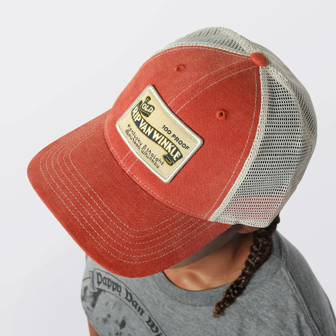 Vintage Bourbon Label Trucker Hat in Orange - Image 3